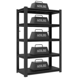 AQY 72" H|48" W Garage Shelving Heavy Duty, Metal Adjustable 5 Tier Storage Shelves, Garage Industrial Shelving Utility Racks for Kitchen, Industrial, Warehouse, Basement, Workshop (72" Hx48 Wx24 D)