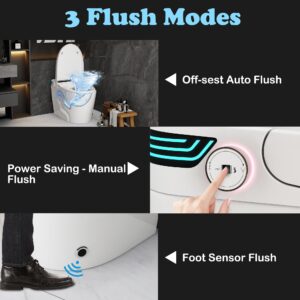 Lovinouse Smart Toilets Bidet, Modern Toilet and Bidets,Power Flush Self Cleaning Tankless Toilet with Bidet,One-piece for Bathrooms,Heated Seat,Water Sprayer & Dry,Foot Sensor Operation,White