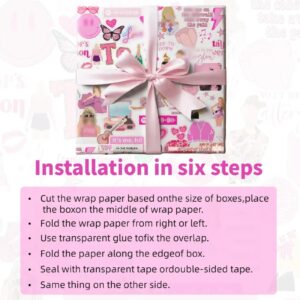 Kakbpe Christmas Wrapping Paper Sheet - 5 Sheets Folded Flat, 20.8 Inch X 30 Inch Per Sheet, Folded flat sheets Pink for Popular Singer Fans Girls