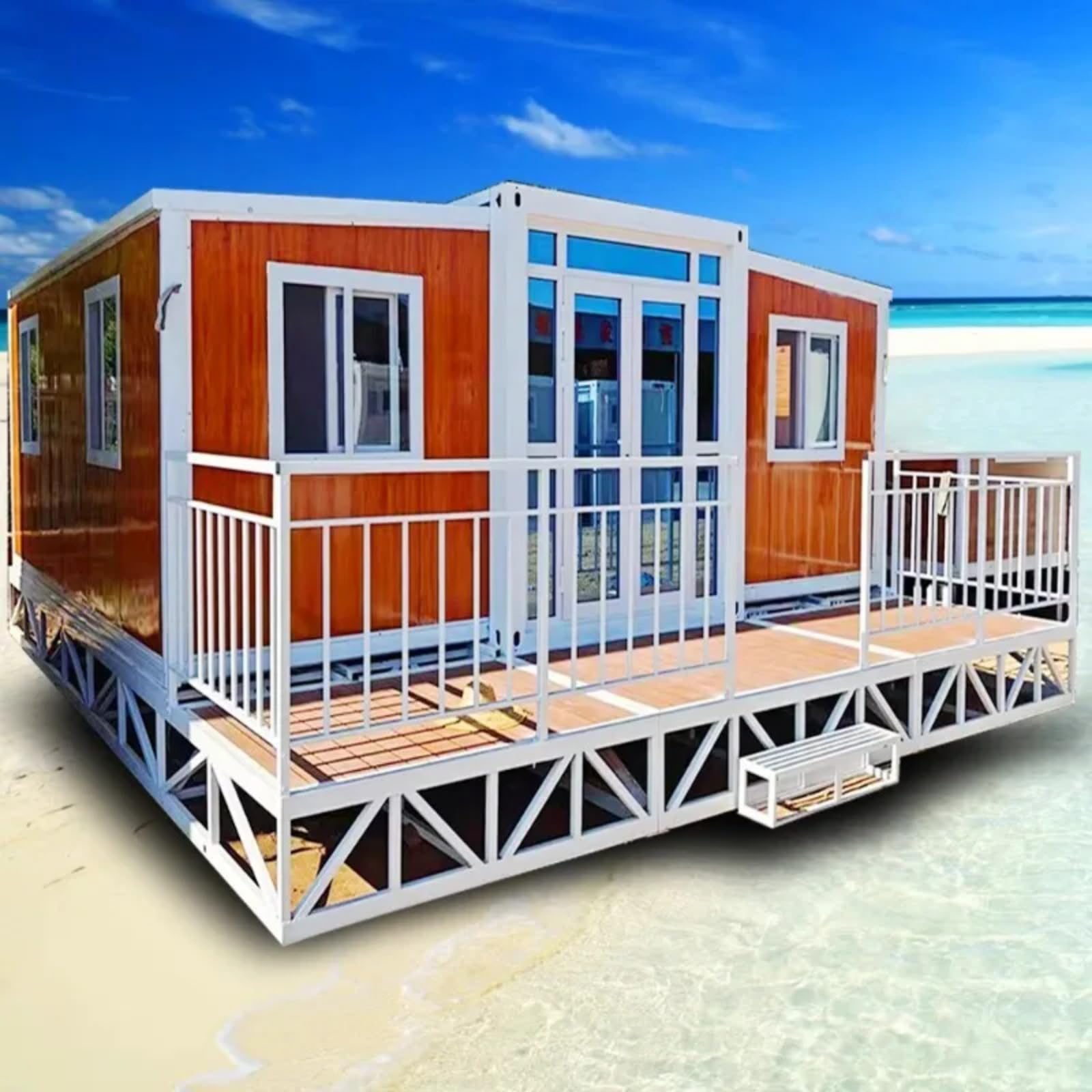 Movable 20ft 40ft Hurricane Proof Villa with 2 Bedroom Bathroom Flat Pack Foldable Expandable Modern Container Prefab House