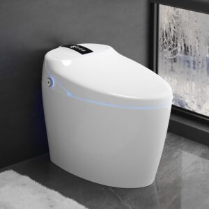 lovinouse smart toilets bidet, modern toilet and bidets, auto power flush self cleaning tankless toilet with bidet,auto open & close,heated seat,warm water sprayer & dry,foot sensor operation,white