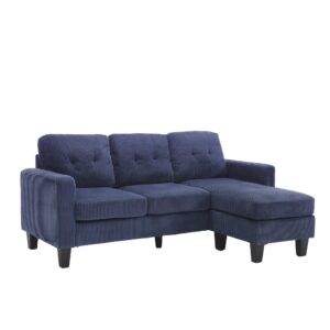 CasaGlajore 73.5 Inch Corduroy Convertible Sectional Sofa, L-Shaped Couch with Reversible Chaise for Small Spaces, Small couches for Small Spaces with Chaise Lounge (Dark Blue)