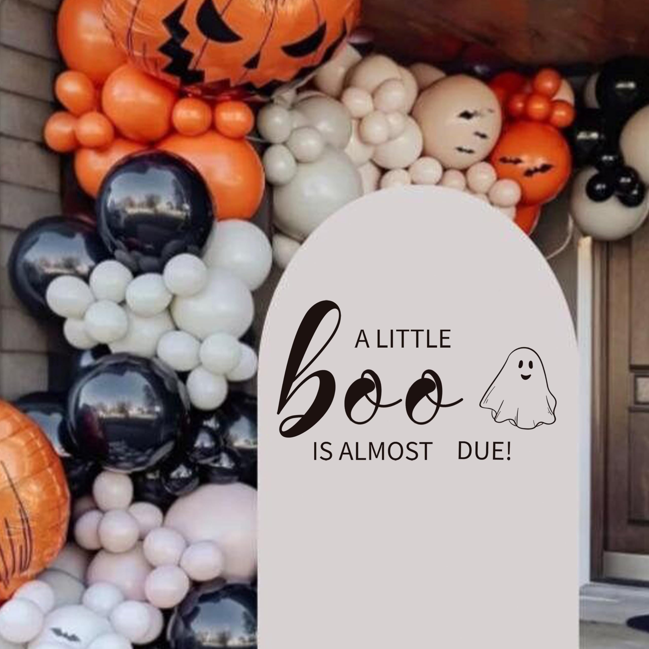 Capiont a Little Boo is Almost Due Decal-Baby Shower Decorations Baby Shower Party Decorations,Party Photography Background Decals,Gender Reveal Party Decorations (Black a Little Boo)