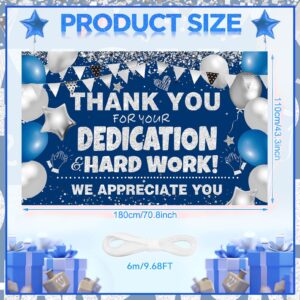 We Appreciate You Banner Decorations Blue Silver Thank You Banner Thank You for All You Do Backdrop for Teacher Employee Staff Doctors Nurse Poaster Volunteer Appreciation Week Party Decor