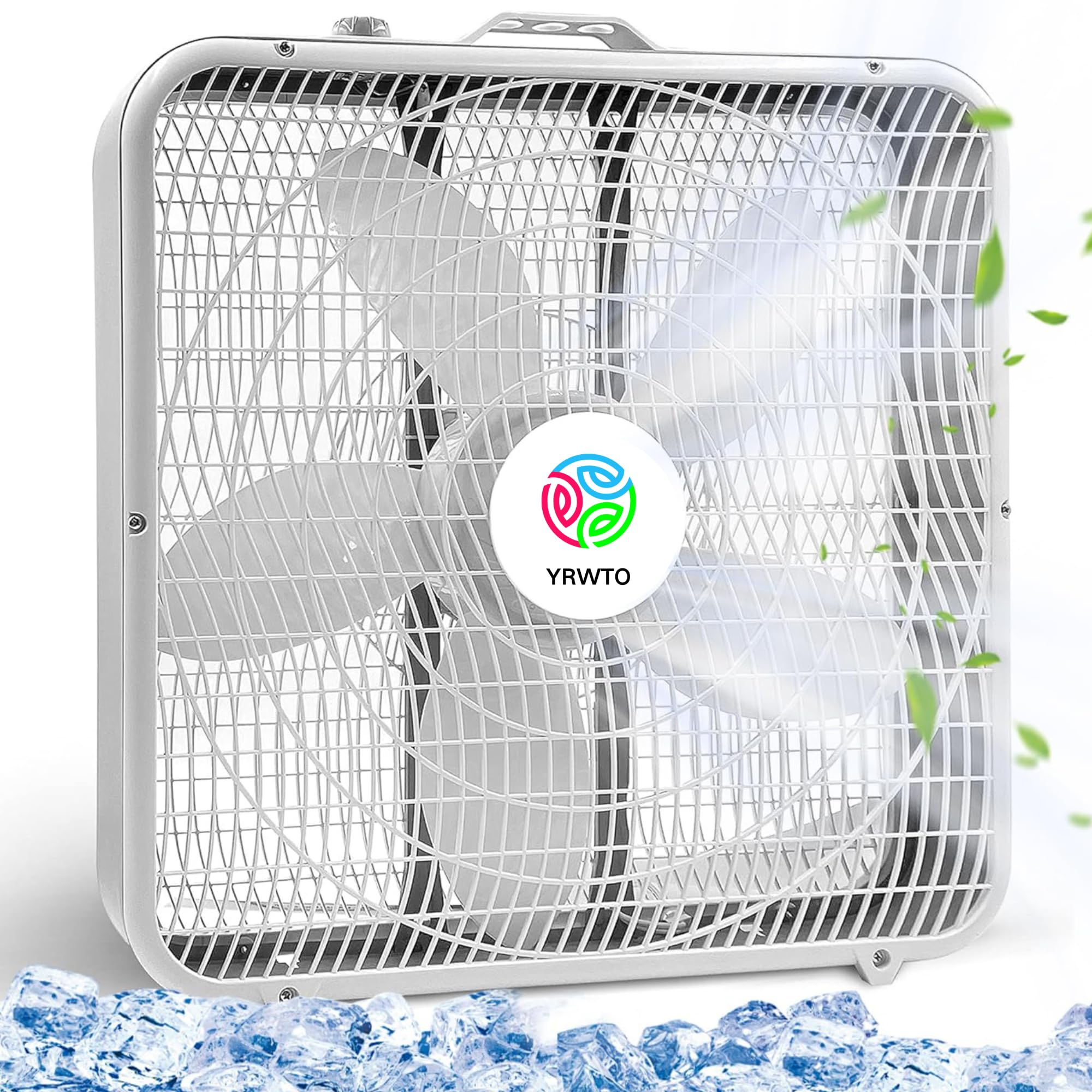 YRWTO 20 Inch Box Fan, Three Speeds Window Table Cooling Fan, Strong Wind, Quiet Operation Work Fan for Home, Bedroom, Office, and Outdoor Travel Box Fan for Full-Force Air Circulation