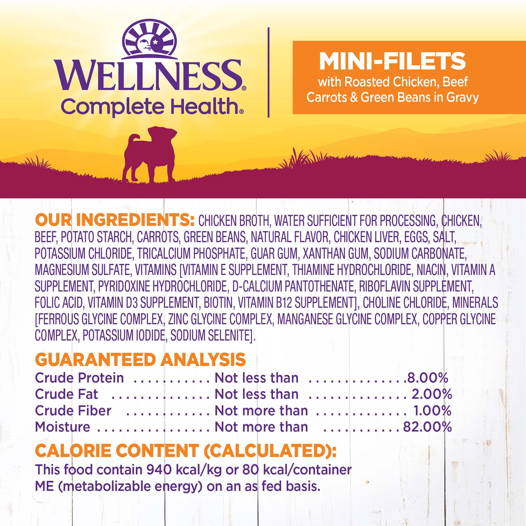 Wellness Petite Entrées Mini-Filets with Roasted Chicken, Beef, Carrots & Green Beans in Gravy, 3-Ounce Cup (Pack of 24)