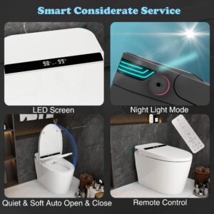 Lovinouse Smart Toilets Bidet, Modern Toilet and Bidets,Power Flush Self Cleaning Tankless Toilet with Bidet,One-piece for Bathrooms,Heated Seat,Water Sprayer & Dry,Foot Sensor Operation,White