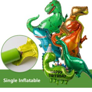 6 Pieces Dinosaur Foil Balloon Set (28-50 in) Giant 3D Dinosaur Balloon for Birthday Party Decorations Jungle Dino Theme Baby Shower Decor Supplies Tyrannosaurus Rex Velociraptor