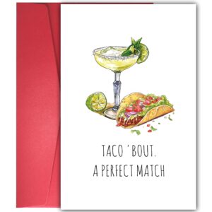 yiwansin funny wedding shower card for couples newly engaged, humorous pun engagement card for bride and groom, congrats engagement card for friend, taco 'bout a perfect match