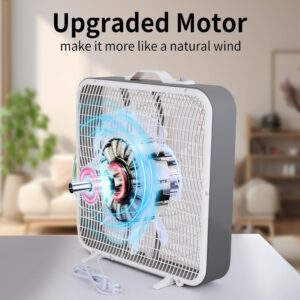 YRWTO 20 Inch Box Fan, Three Speeds Window Table Cooling Fan, Strong Wind, Quiet Operation Work Fan for Home, Bedroom, Office, and Outdoor Travel Box Fan for Full-Force Air Circulation