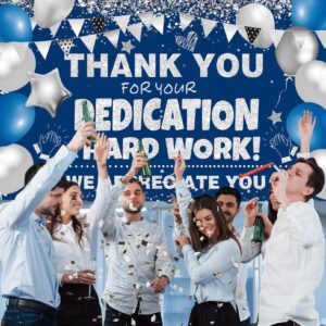 We Appreciate You Banner Decorations Blue Silver Thank You Banner Thank You for All You Do Backdrop for Teacher Employee Staff Doctors Nurse Poaster Volunteer Appreciation Week Party Decor