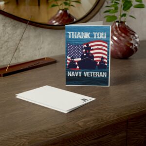 J&J'S TOYSCAPE US Navy Thank Cards, Veteran Appreciation Card for Navy Captain, Navy Service, Patriotic Thank You Card, 5x7 Card with Envelope, Blank Inside (Ocean Fleet)