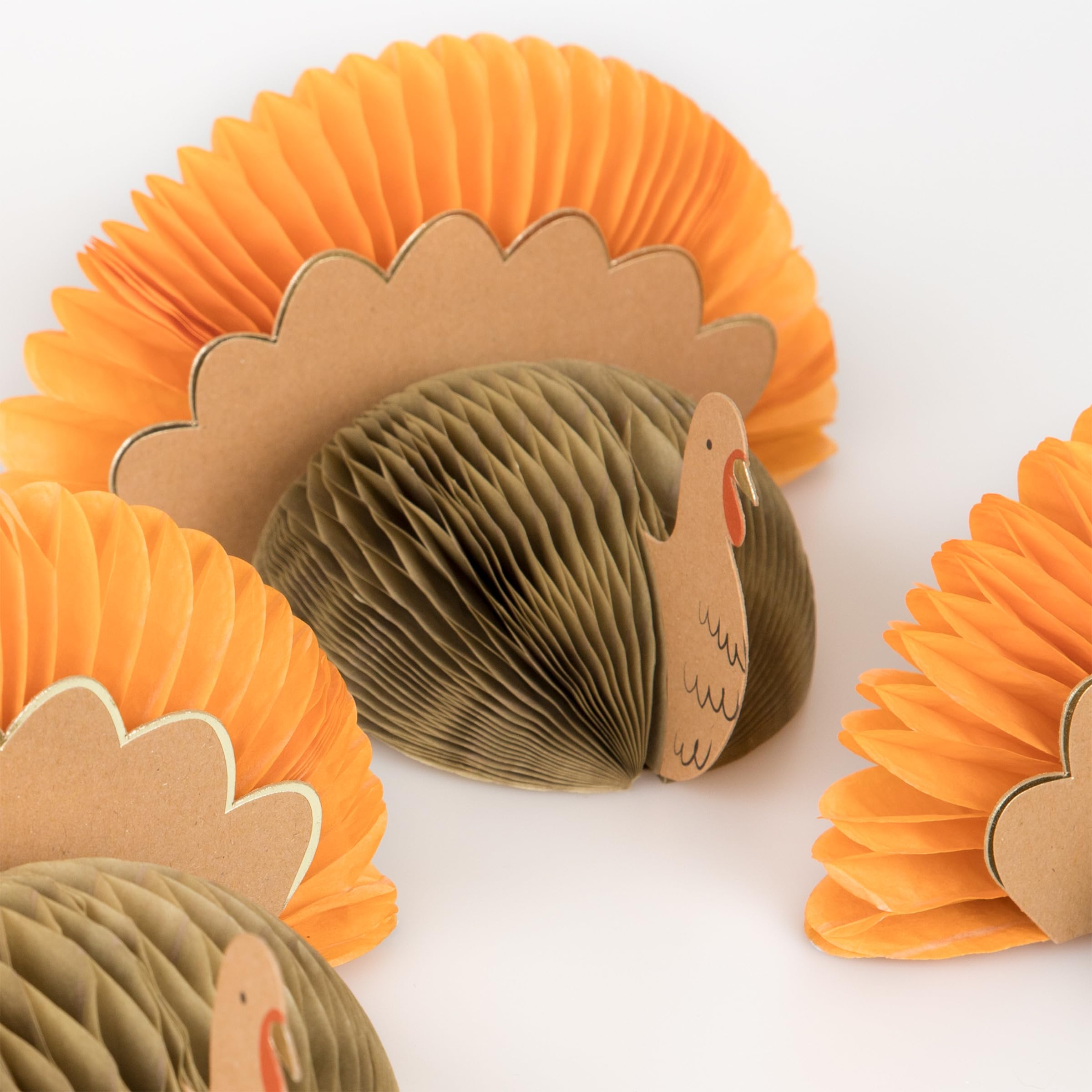 Meri Meri Turkey Place Cards (Pack of 8), 6" x 3" x 4.375" Thanksgiving Place Cards, Reusable Thanksgiving Table Decor