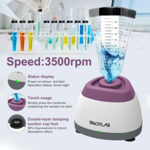 SWDTLAB Mini Vortex Mixer, Lab Vortex Shakers Speed 3500rpm with Touch Function LED Indicator Vortex Paint Mixer for Nail Polish Ink Eyelash Adhesives Test Tubes Vortex Mixing and Acylic Paint Purple