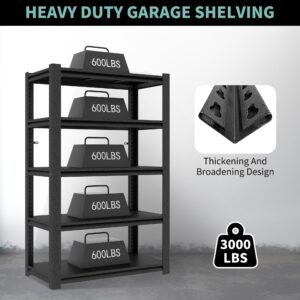 AQY 72" H|48" W Garage Shelving Heavy Duty, Metal Adjustable 5 Tier Storage Shelves, Garage Industrial Shelving Utility Racks for Kitchen, Industrial, Warehouse, Basement, Workshop (72" Hx48 Wx24 D)