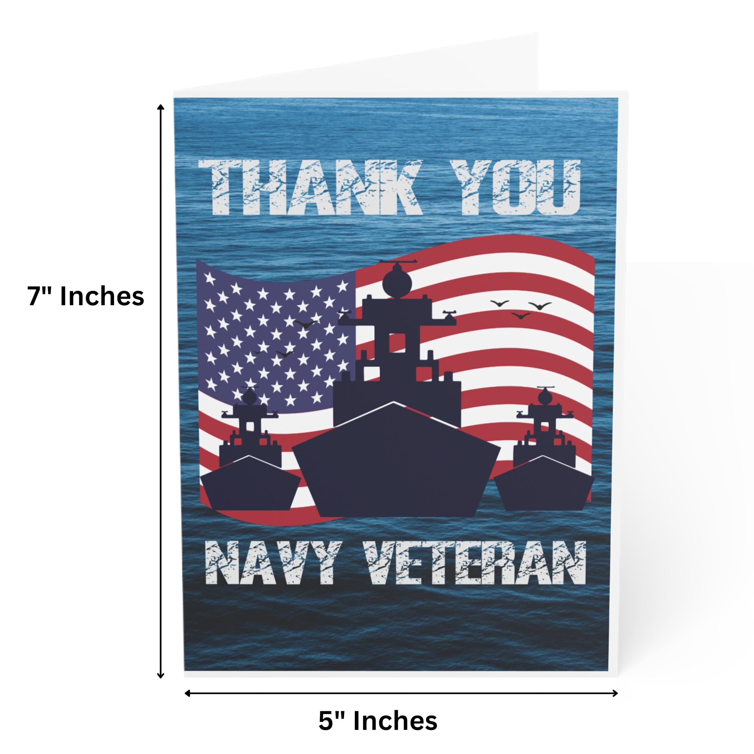 J&J'S TOYSCAPE US Navy Thank Cards, Veteran Appreciation Card for Navy Captain, Navy Service, Patriotic Thank You Card, 5x7 Card with Envelope, Blank Inside (Ocean Fleet)