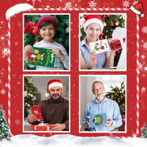 Fabelly Grinchs Christmas Cards, Set of 30 Christmas Cards Boxed with Envelopes and Stickers, 6 x 4 Inch 6 Assorted Designs Holiday Cards - Greeting Cards for Kids Boys Girls Adults