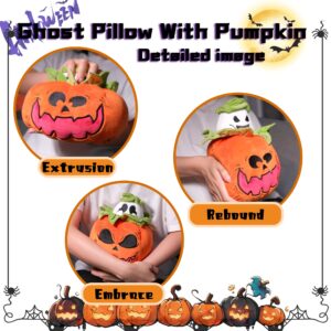 Christmas Ghost Pumpkin Plush,Pumpkin Plush Combined With Ghost Plush Toy,Soft Ghost Pillow With Pumpkin for Kids - Two-sided Plush - Halloween Decor Hugging Stuffed Ghost toys Gifts for Girls Boys