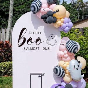 Capiont a Little Boo is Almost Due Decal-Baby Shower Decorations Baby Shower Party Decorations,Party Photography Background Decals,Gender Reveal Party Decorations (Black a Little Boo)