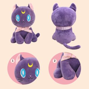 Mannxitzdy Sailor Plush Doll, Purple Cat Plush Stuffed Animal Cartoon Plushie Cute Soft Sofa Plush Toy Figure Pillow Cushion,10 Inch