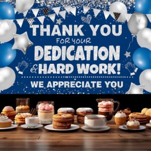 We Appreciate You Banner Decorations Blue Silver Thank You Banner Thank You for All You Do Backdrop for Teacher Employee Staff Doctors Nurse Poaster Volunteer Appreciation Week Party Decor