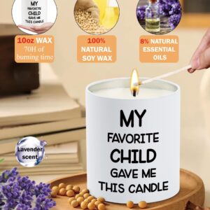 10oz Funny Mom Candle Christmas Gifts for Mom from Favorite Child Daughter Son, Xmas Holiday Best Mom Ever Gifts Parents Candle Gifts, Birthday Step Mom Mother in Law Gift, Mom Lavender Scented Candle