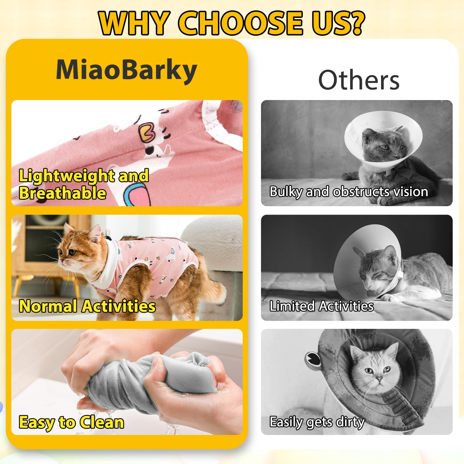 MiaoBarky Cat Spay Recovery Suit Female and Male, Soft Cat Onesie for Cats Kitten After Surgery, Breathable Cat Clothes to Prevent Licking Abdominal Wounds, Cat Cone Alternative(M, Alpaca)