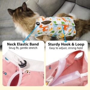 MiaoBarky Cat Spay Recovery Suit Female and Male, Soft Cat Onesie for Cats Kitten After Surgery, Breathable Cat Clothes to Prevent Licking Abdominal Wounds, Cat Cone Alternative(M, Alpaca)