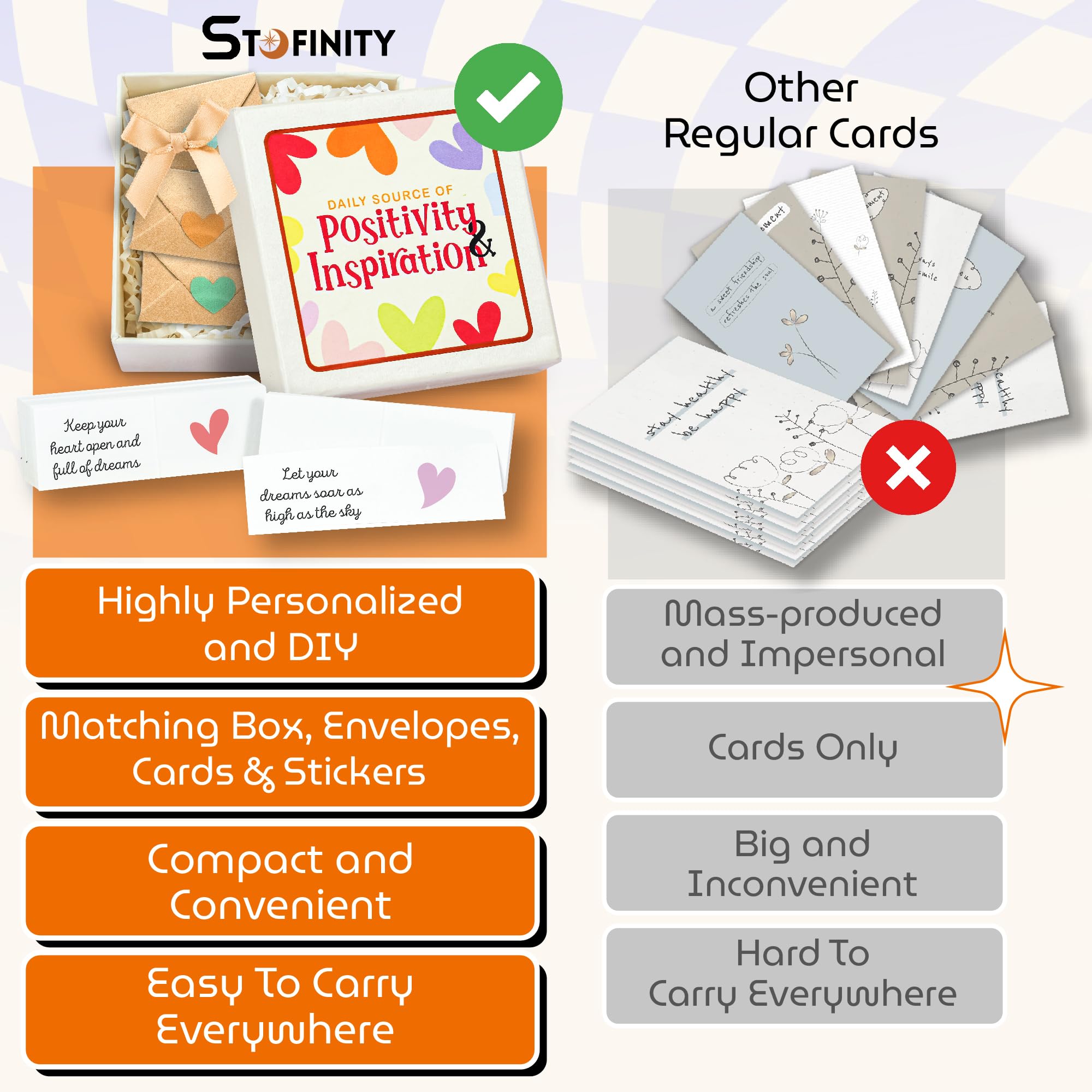 STOFINITY Positive Affirmation Cards for Women - Daily Inspirational Cards With Envelopes, Mini Encouragement Cards, Motivational Cards For Women, Appreciation Cards For Students,Lunch Positive Notes