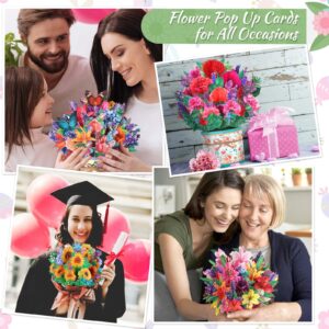 6 Pack Paper Flower Pop Up Cards, Flower Bouquet Card Popup 3D Greeting Cards for Mother's Day, Graduation, Anniversary, Birthday, Congratulations, Get Well, Home Decor, with Envelope and Note