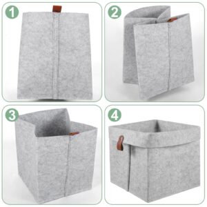 NEMTMCUA 6Pcs Storage Cubes, 9x9x10inch Felt Storage Cubes,Felt Fabric Cube Storage Bins,Cloth Cube Storage Bins,12L Foldable Fabric Storage Baskets Cubby for Organizing Clothes Toys (Light Grey)