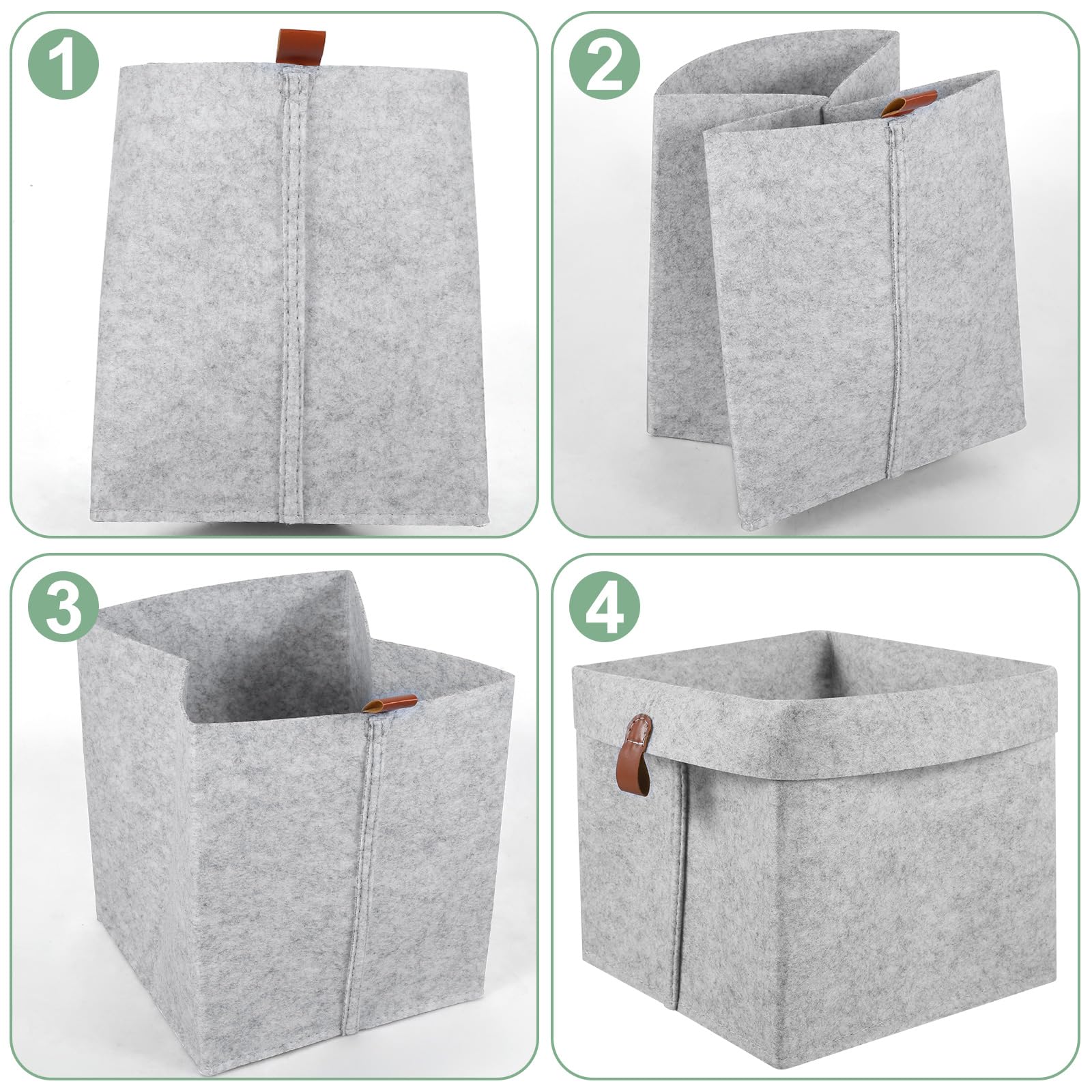 NEMTMCUA 6Pcs Storage Cubes, 9x9x10inch Felt Storage Cubes,Felt Fabric Cube Storage Bins,Cloth Cube Storage Bins,12L Foldable Fabric Storage Baskets Cubby for Organizing Clothes Toys (Light Grey)