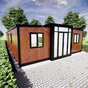 tiny expandable prefab house with 1 bathroom, 3 rooms & 1 kitchen - foldable container home, portable tiny house