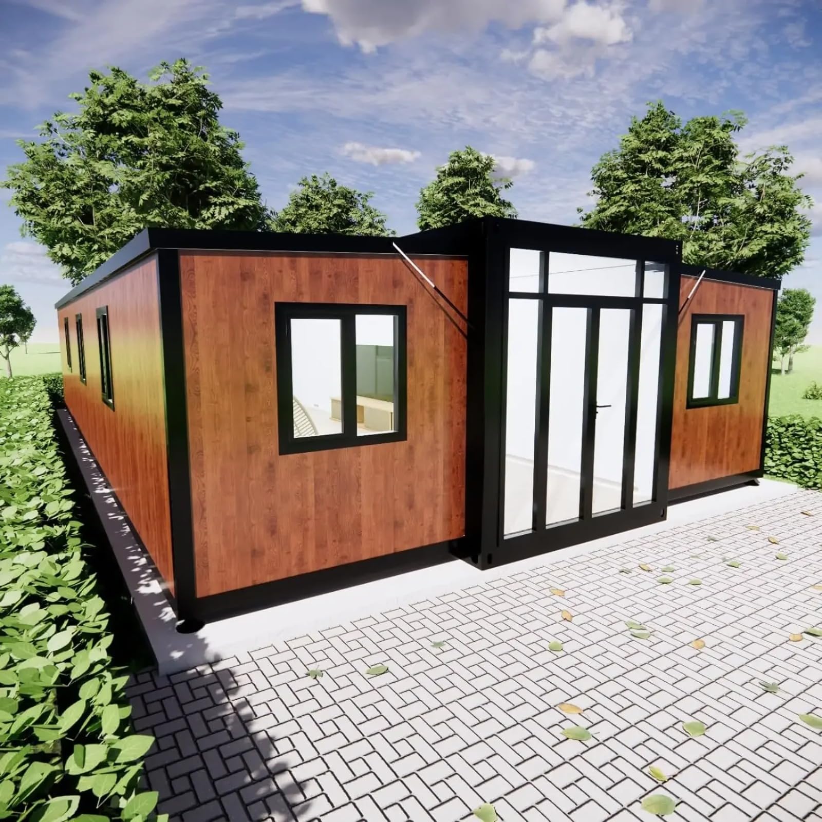 Tiny Expandable Prefab House with 1 Bathroom, 3 Rooms & 1 Kitchen - Foldable Container Home, Portable Tiny House