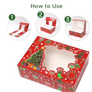 AKEROCK Christmas Cookie Boxes, 12 PCS Holiday Cookie Tins with Lid for Gift Giving and Cupcake, Candies, Food Packaging, Christmas Cookie Containers with 4 Patterns