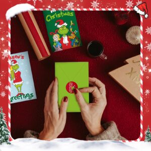 Fabelly Grinchs Christmas Cards, Set of 30 Christmas Cards Boxed with Envelopes and Stickers, 6 x 4 Inch 6 Assorted Designs Holiday Cards - Greeting Cards for Kids Boys Girls Adults