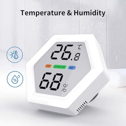 Digital Hygrometer Thermometer, Indoor Hygrometer Thermometer Comfort Indicator Clear Display Versatile Room Humidity Gauge Thermometer for Living Room Kitchen Office