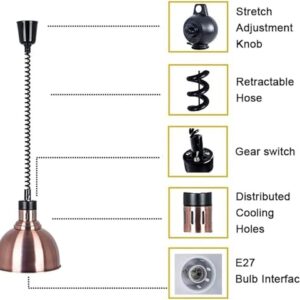 Food Heating Lamps, Hanging Food Heating Lamps, Food Heating Lamps with Telescopic Hoses, High-Power Commercial Kitchen Equipment for Hotels, Household Items