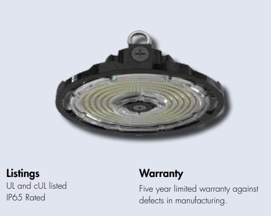 TCP Economy LED UFO High Bay - 145 LPW, 0-10V Dimming, IP65 Rated, 50,000 Hours Lifespan, 4000K/5000K CCT, Energy Efficient Commercial Lighting for Warehouses, Retail, Gyms - 115W/160W/200W