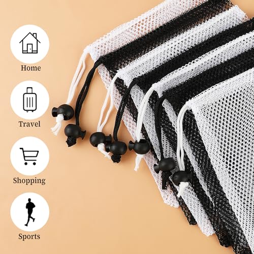 10pcs Small Mesh Drawstring Bags with Cord Lock,7.5 x 6 In Small Mesh Bags for Travel and Organizing Mesh Storage Bag for Laundry Travel Beach Toys Seashell Collecting