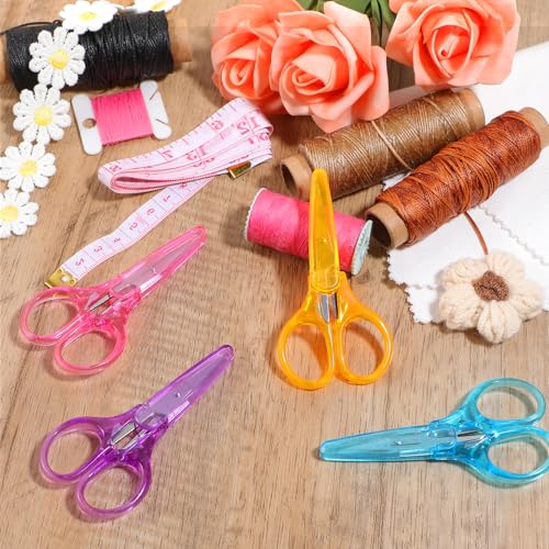 Small Scissors Craft Scissors, 4 PCS All Purpose Scissors Scrapbooking Scissors Straight Cutting Mini Scissors with Protective Cover for Embroidery Quilting Sewing Knitting Crafting Cross Stitch