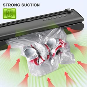 BEYUAM Vacuum Sealer Machine: Upgraded 5 in1 Food Vacuum Sealer with Dry&Moist Modes, LED Indicator Lights, Compact Design, Includes 15PCS Vacuum Seal Bags,1 Air Suction Hose, 1Cutter