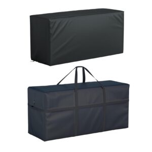 heavy duty 600d waterproof patio extra large outdoor cushion furniture storage bag with handles with zipper l 65“ x w 22” x h 30”, storage bag with waterproof cover