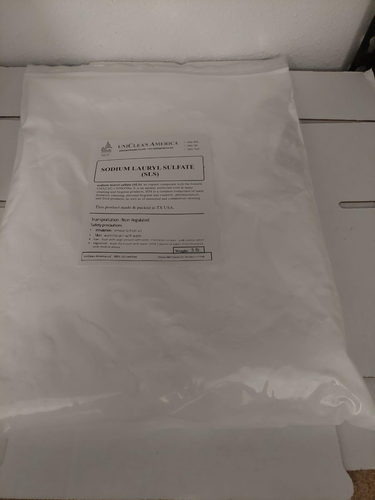 Sodium Lauryl Sulfate (SLS Powder) - Cleaning surfactant Powder - Made in USA - Weight 5lb