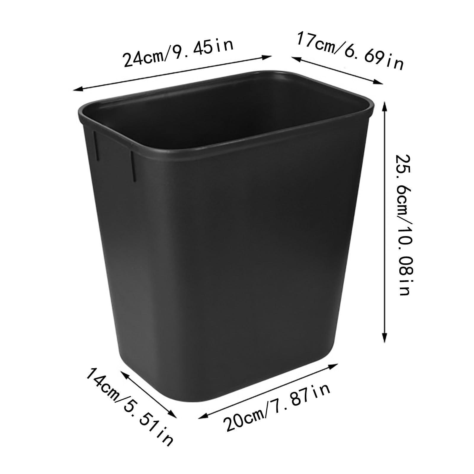 Gooddyiyukey Trash Cans,2.5 Gallons Black Plastic Outdoor Trash Can,Narrow Spaces Trash Bin Garbage Bin Waste Basket,Fits Under Desk Living Room,Office,Kitchen,Bedroom,Bathroom,Dorm,Outdoor