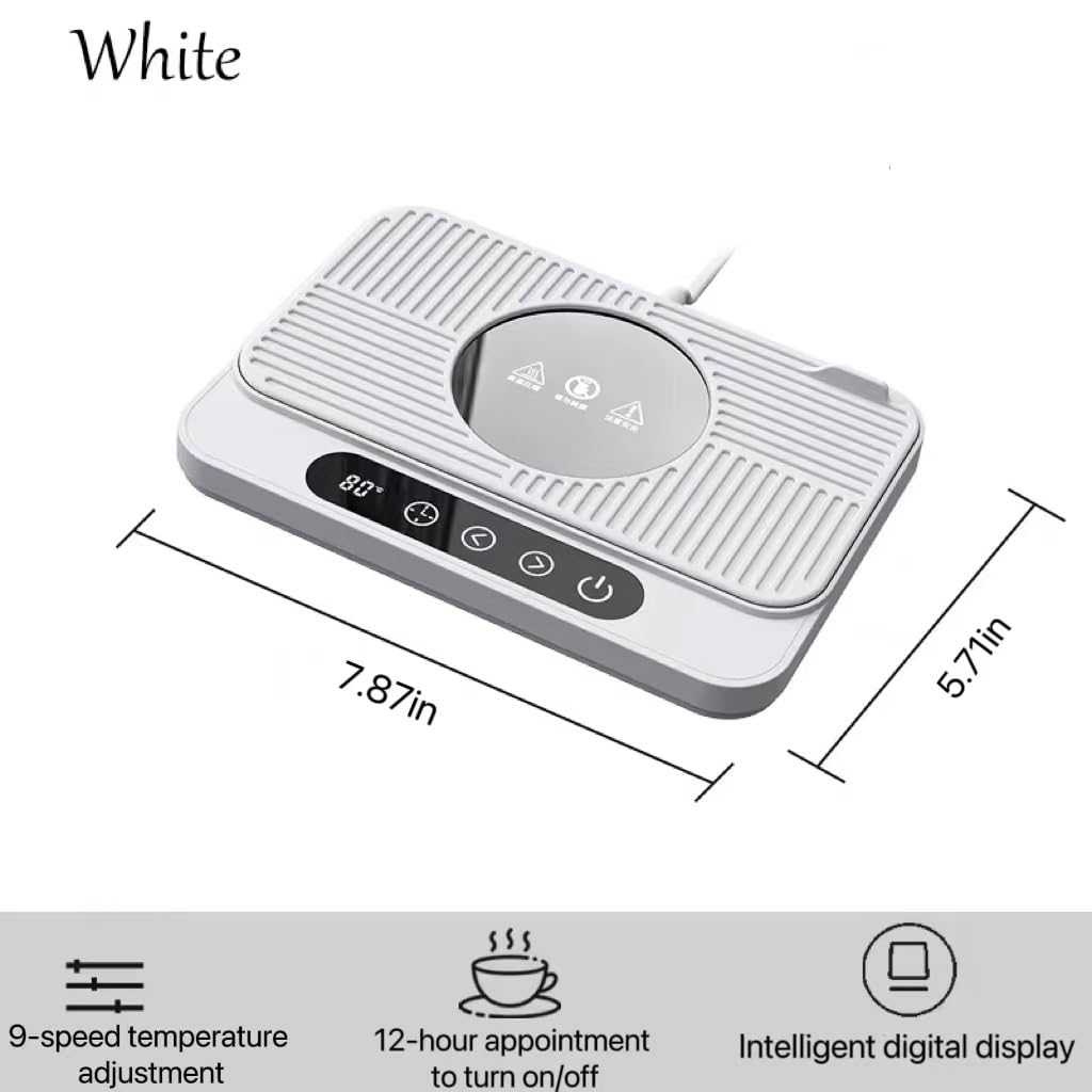 hot Plate，Electric Warming Tray， Warming mat for Food，Mini Microwave，Mug Warmer， Desk with Automatic Constant Temperature,Coffee Warmer for Desk， forBeverage, Milk, Tea and Hot Chocolate (White)