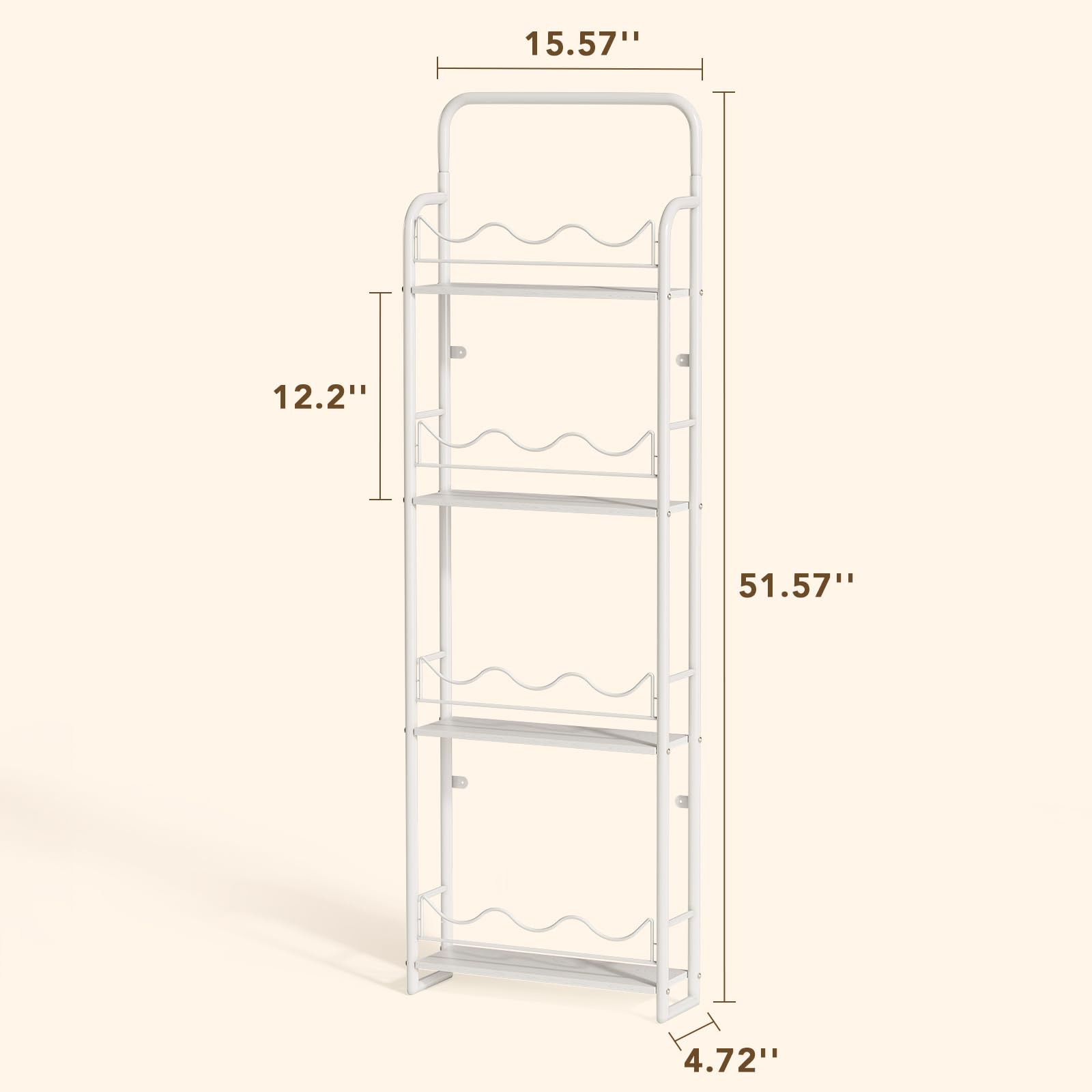 BBLIKE Kids Bookshelf for Wall - 4 Tier Wall Mounted Nursery Book Shelf, White Hanging Bookshelf for Books and Toys Storage, Wave Book Shelf Organizer for Kids Bedroom, Living Room（Wood Layer）