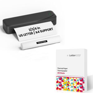 labelcreate m833 portable printer with 200 sheets us-letter thermal papers sheet, size 8.5"×11”