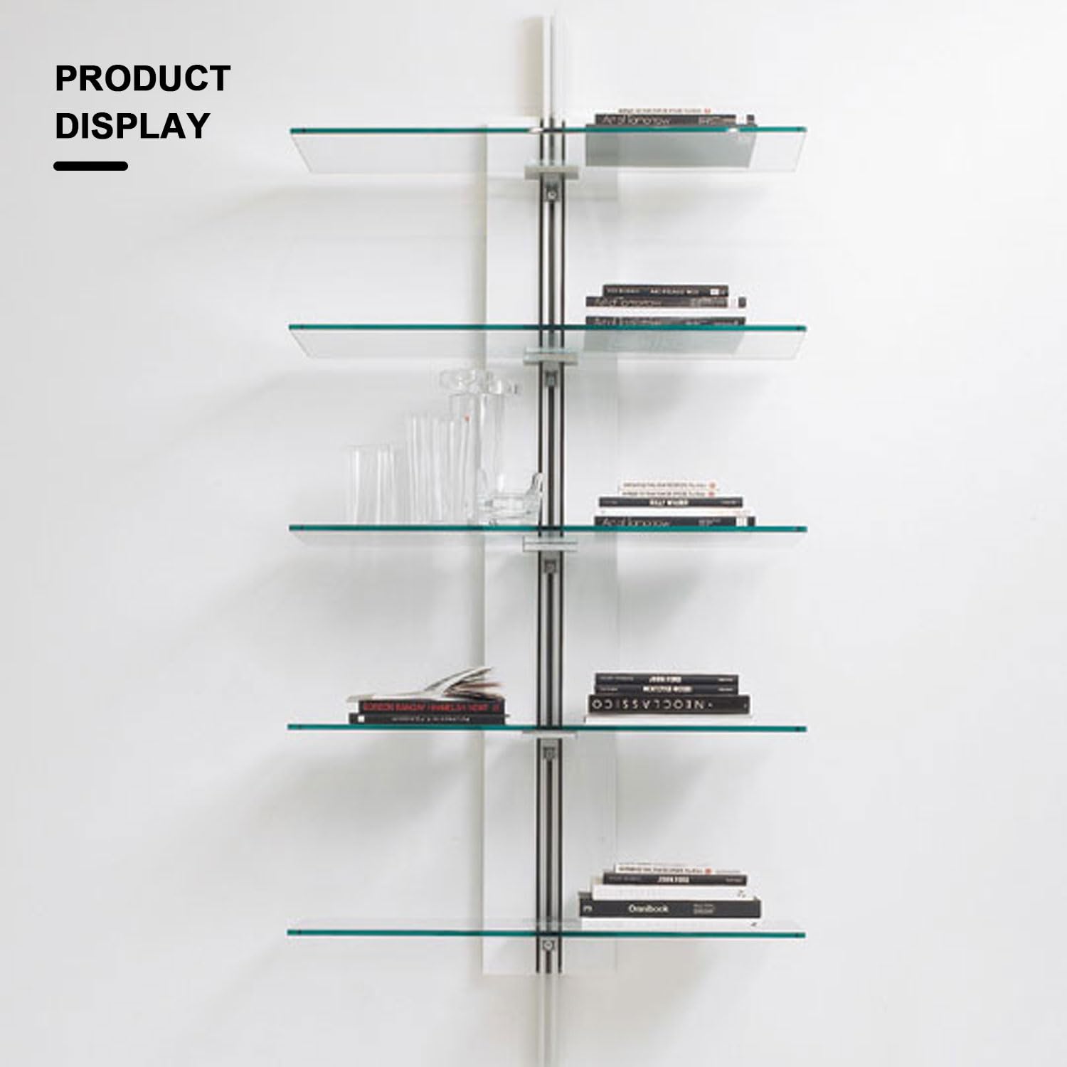 5pcs Tempered Rectangle Glass Floating Shelves for Wall-3/16 Thick -Pencil Polished Float Glass Shelf Panels (12 * 12)