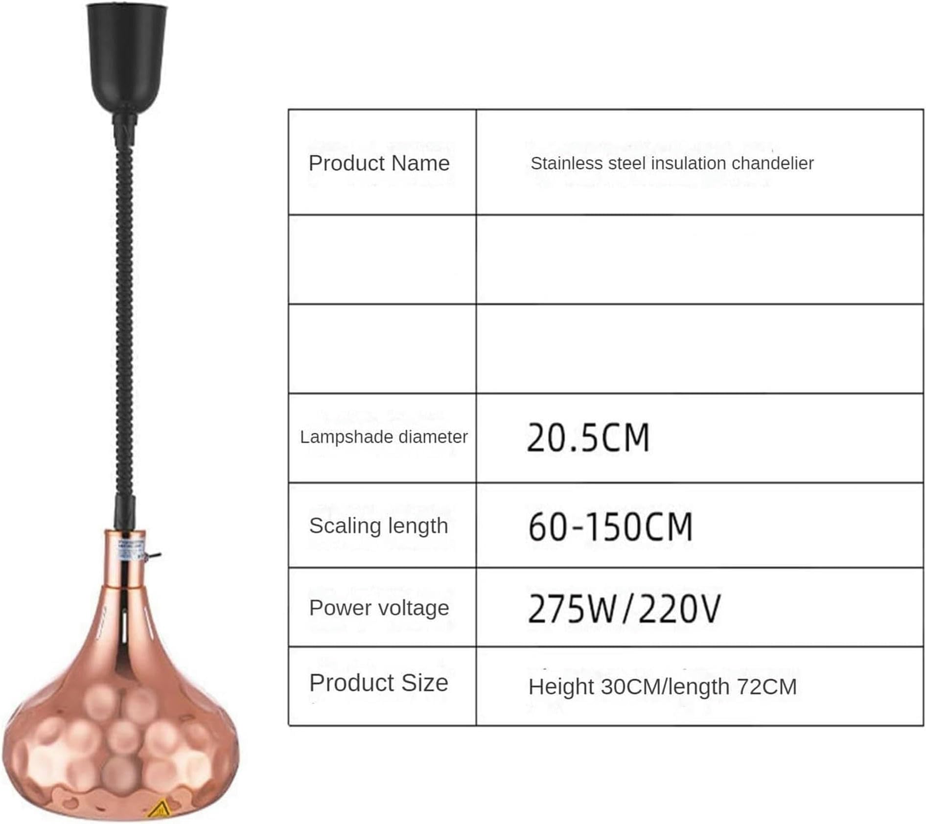 for Heating Food Lamp, Retractable Lamp for Heating Food, Pendant Lamp for Heating Food, Commercial Heating Lamp (D)